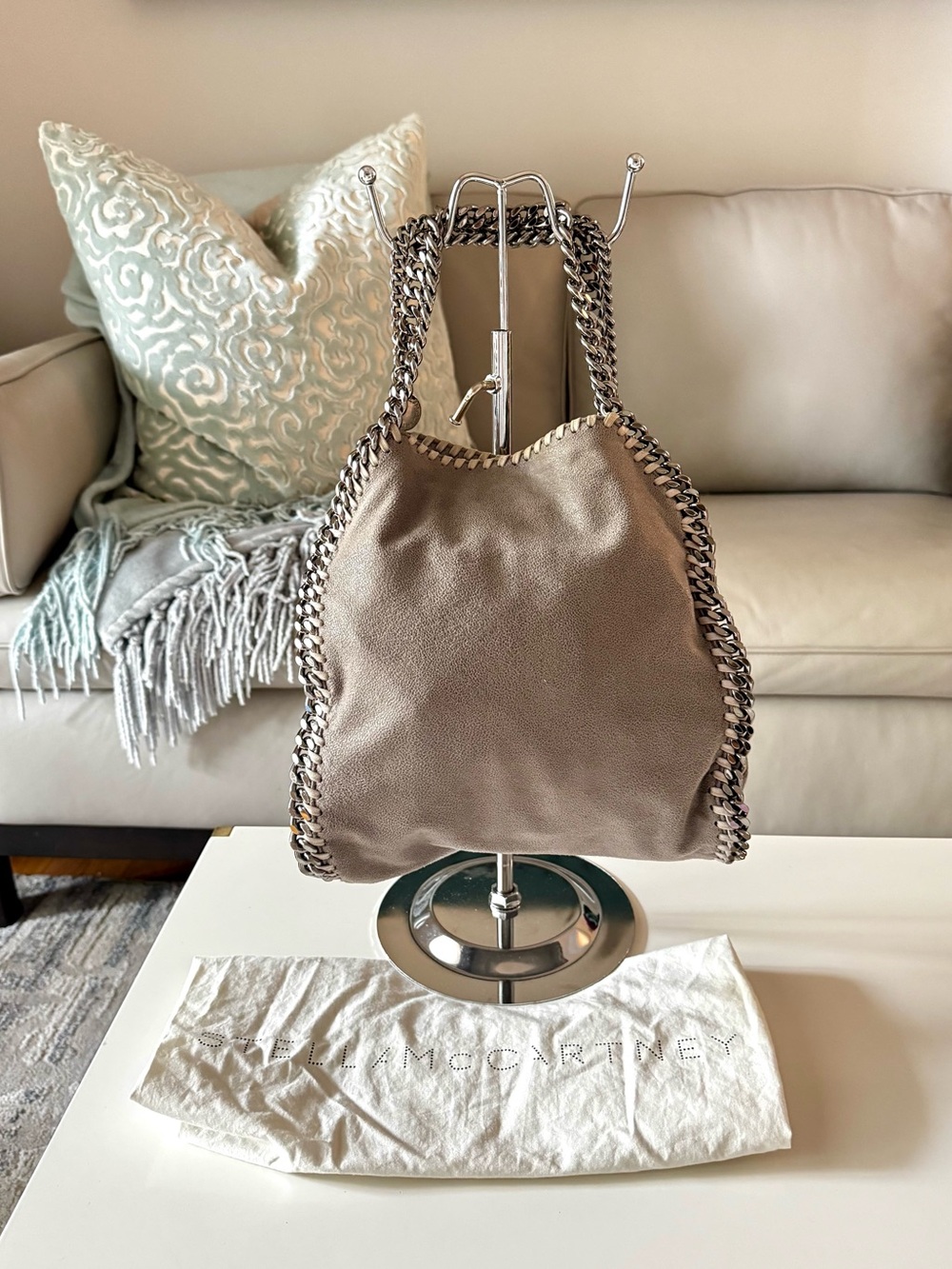 New Stella McCartney Falabella Shaggy Silver Tote Bag NWOT